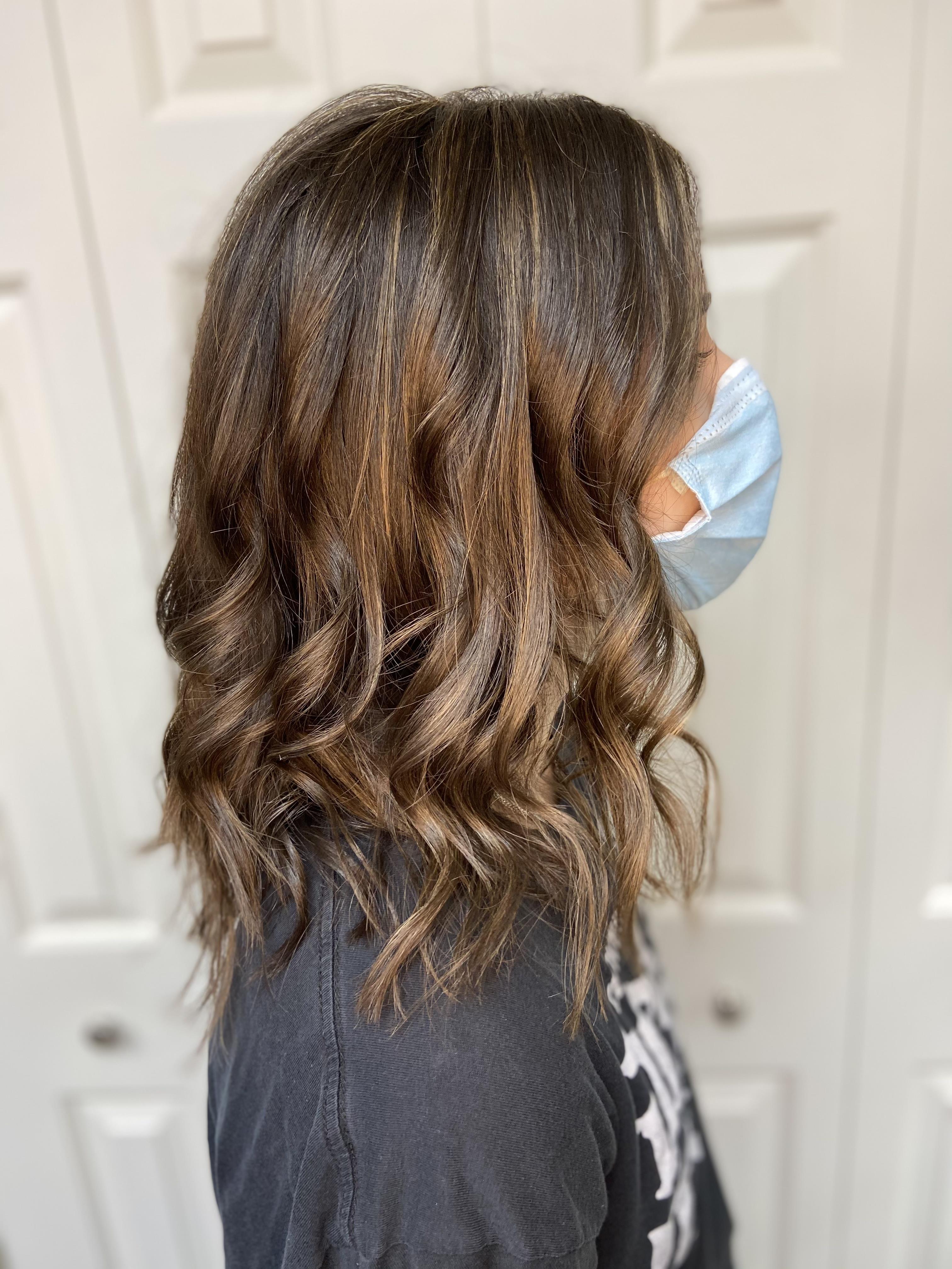 This espresso brown hair color adds - Spade Hair Studio